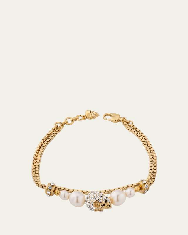Pearly Skull Chain Bracelet